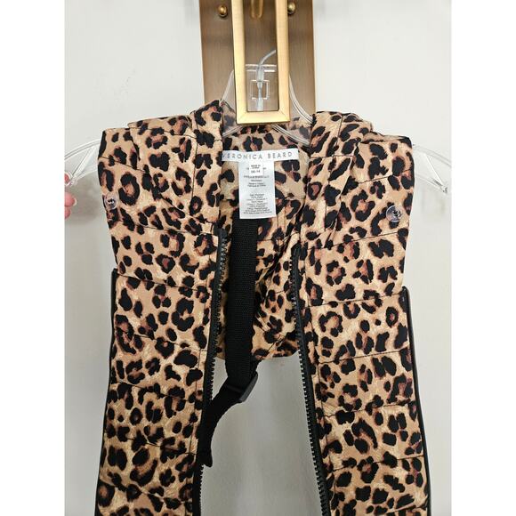 Veronica Beard Brown Leopard Print Puffer Hooded Dickey Blazer Insert Size 00-14 - Picture 8 of 10